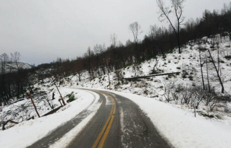 Geysers Road with Snow Near Healdsburg and Geyserville