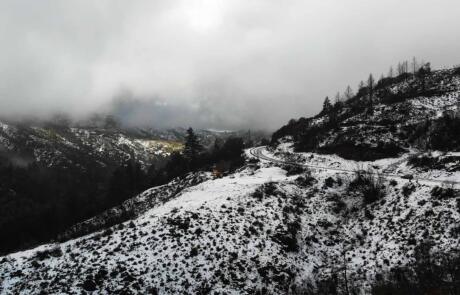 Geysers Road in Sonoma County Covered in Snow