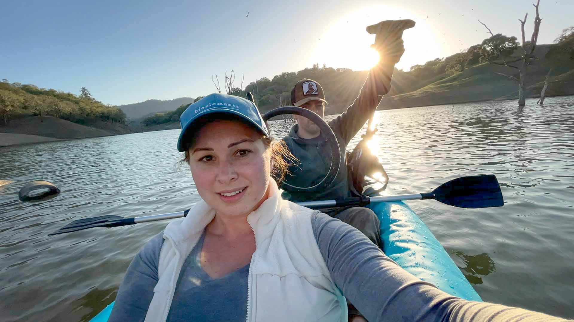 California Vlogger No Chill Mustafa and His Wife on a Raft in Lake Sonoma