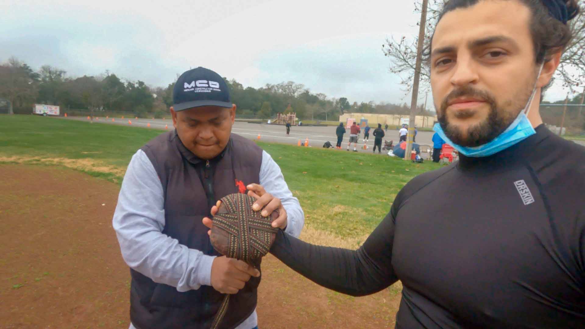 Northern California Vlogger trying on a Mixtec Ball Glove